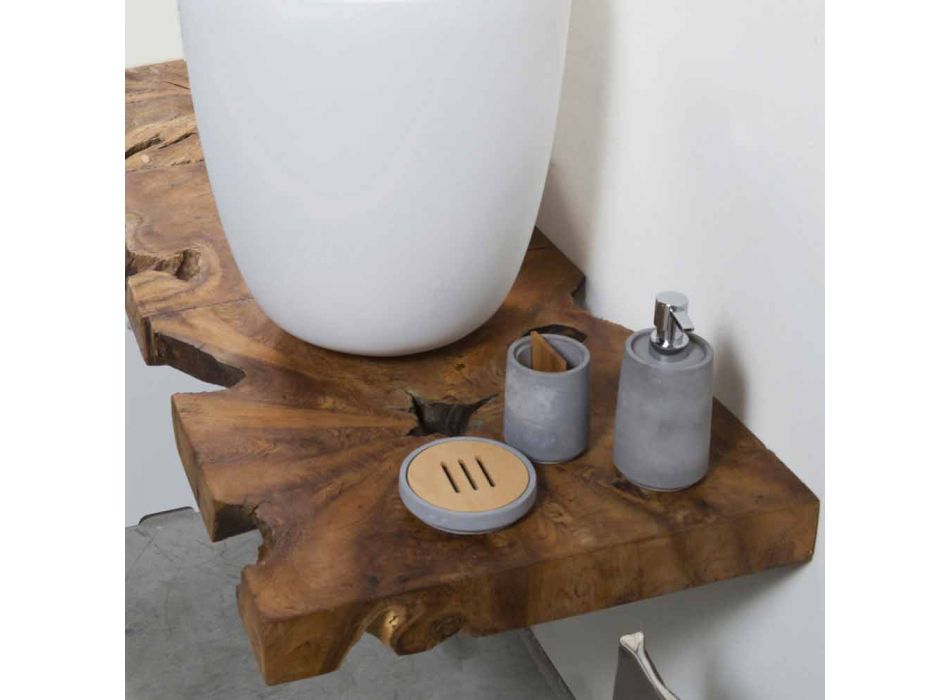 Podwieszana szafka łazienkowa z litego drewna tekowego - Forest Viadurini