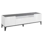 Telewizja mobilna w melaminie 2 pokoje i 1 szuflada Made in Italy - Florentino Viadurini