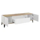 Telewizja mobilna w melaminie 2 pokoje i 1 szuflada Made in Italy - Florentino Viadurini