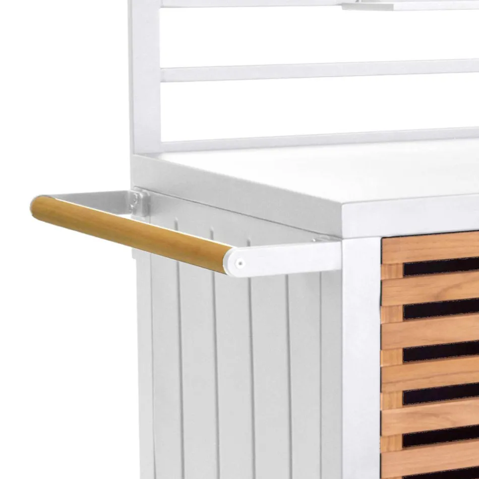 Szafka ogrodowa wykonana z aluminium i brazylijskiego drewna tekowego - Diary Viadurini