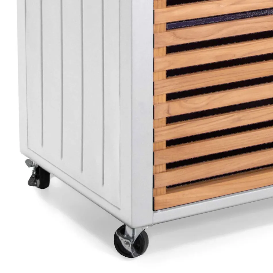 Szafka ogrodowa wykonana z aluminium i brazylijskiego drewna tekowego - Diary Viadurini