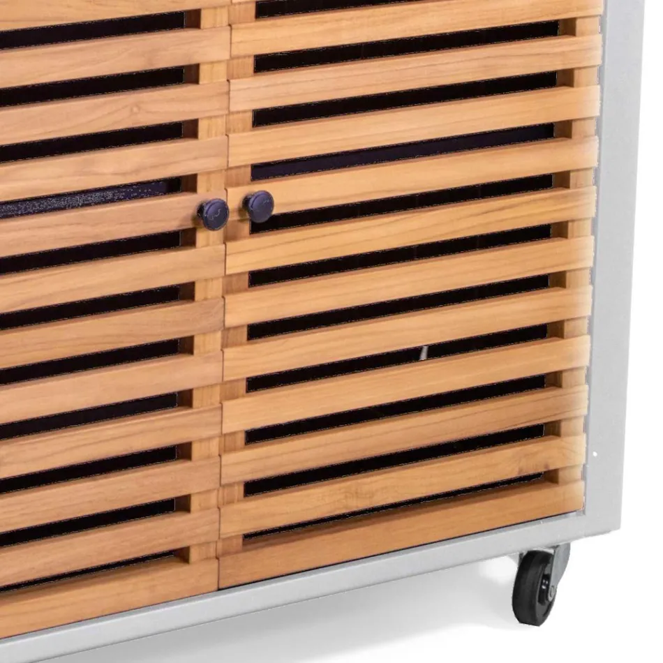 Szafka ogrodowa wykonana z aluminium i brazylijskiego drewna tekowego - Diary Viadurini