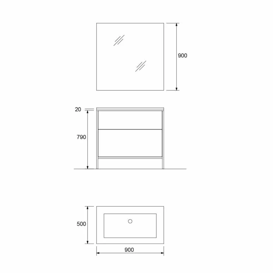 Luksusowe meble łazienkowe z drewna 90 cm Made in Italy - Cizco Viadurini
