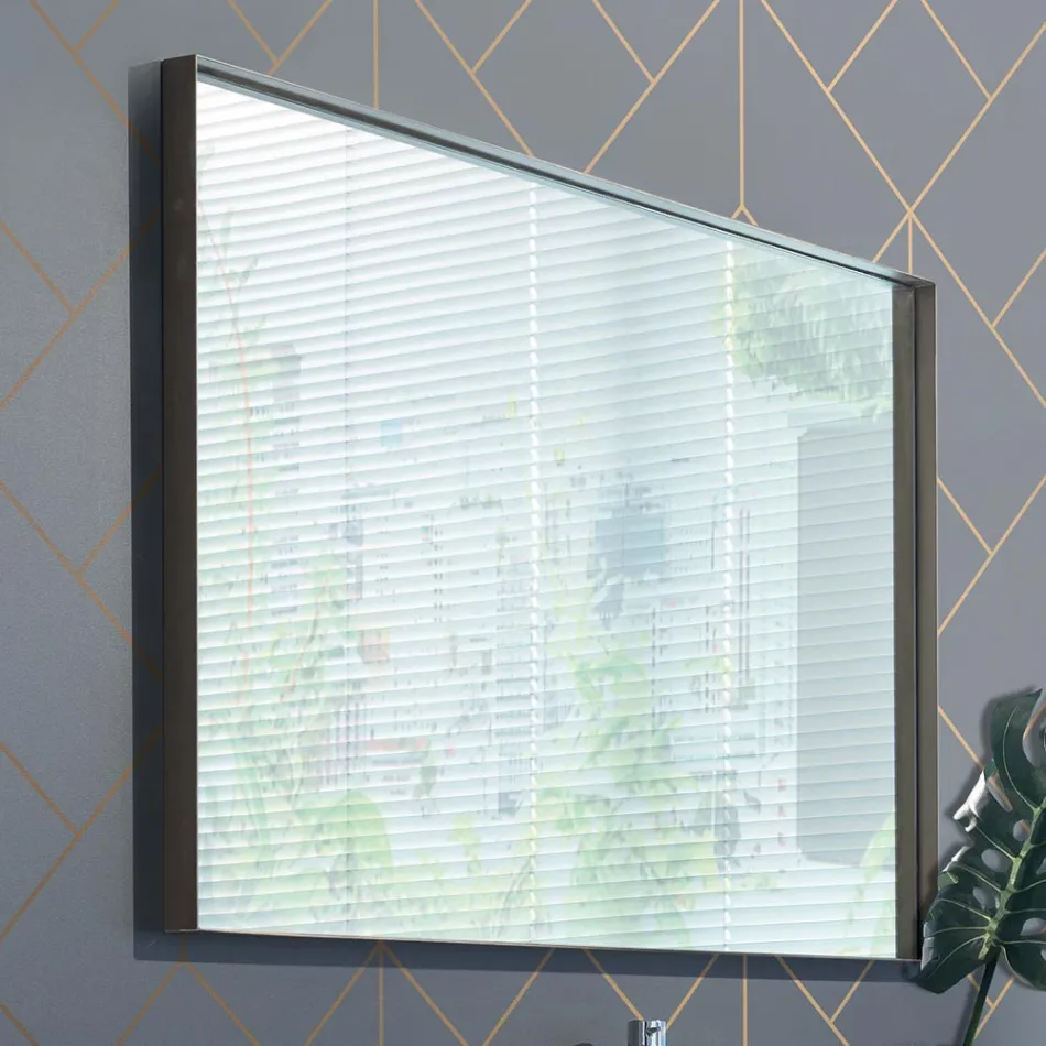 Zawieszone meble łazienkowe z drewna, metalu i ceramiki W96 cm, szlachetne - Renga Viadurini