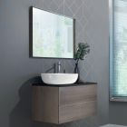 Zawieszone meble łazienkowe z drewna, metalu i ceramiki W96 cm, szlachetne - Renga Viadurini