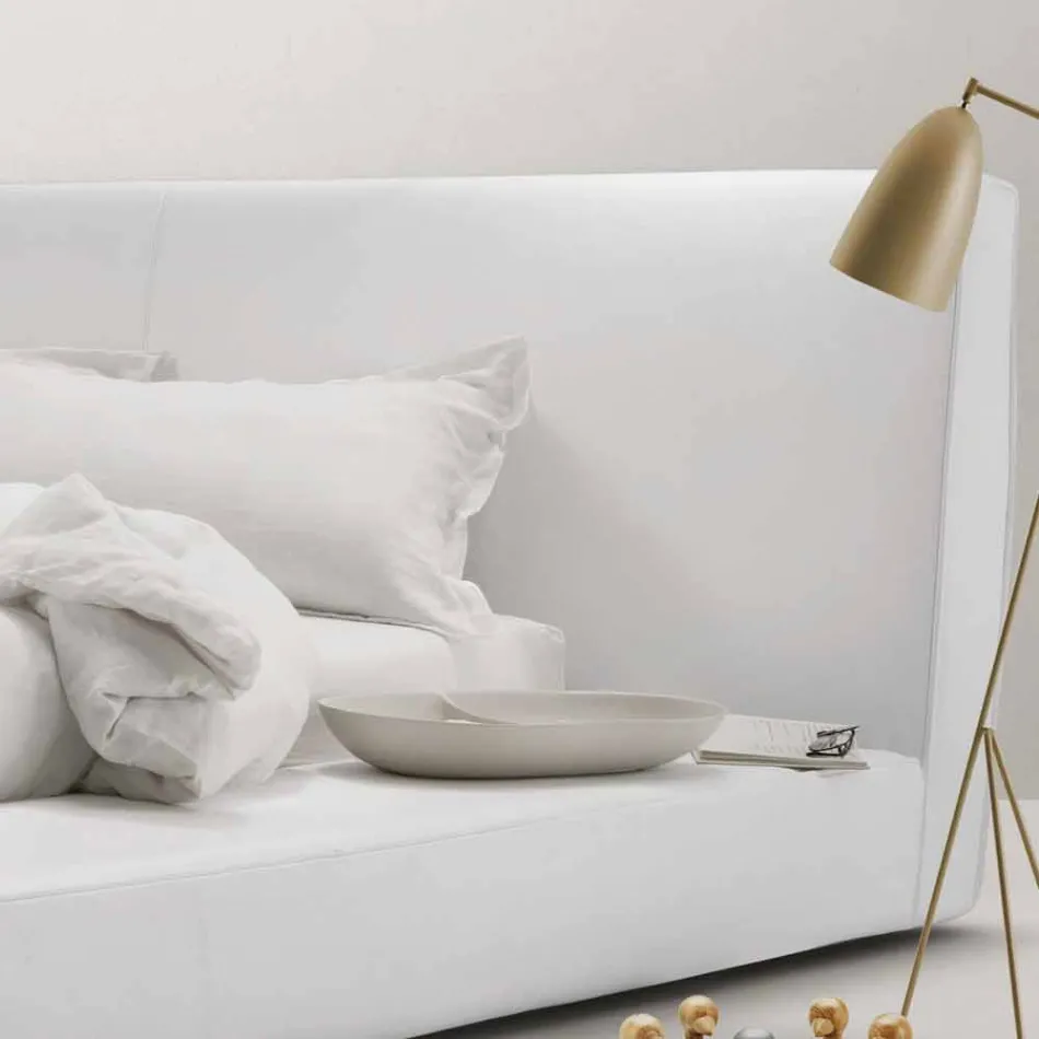 Skórzane podwójne łóżko My Home Long Island wykonane we Włoszech Viadurini