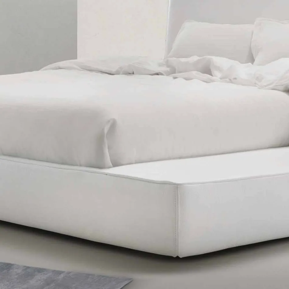 Skórzane podwójne łóżko My Home Long Island wykonane we Włoszech Viadurini