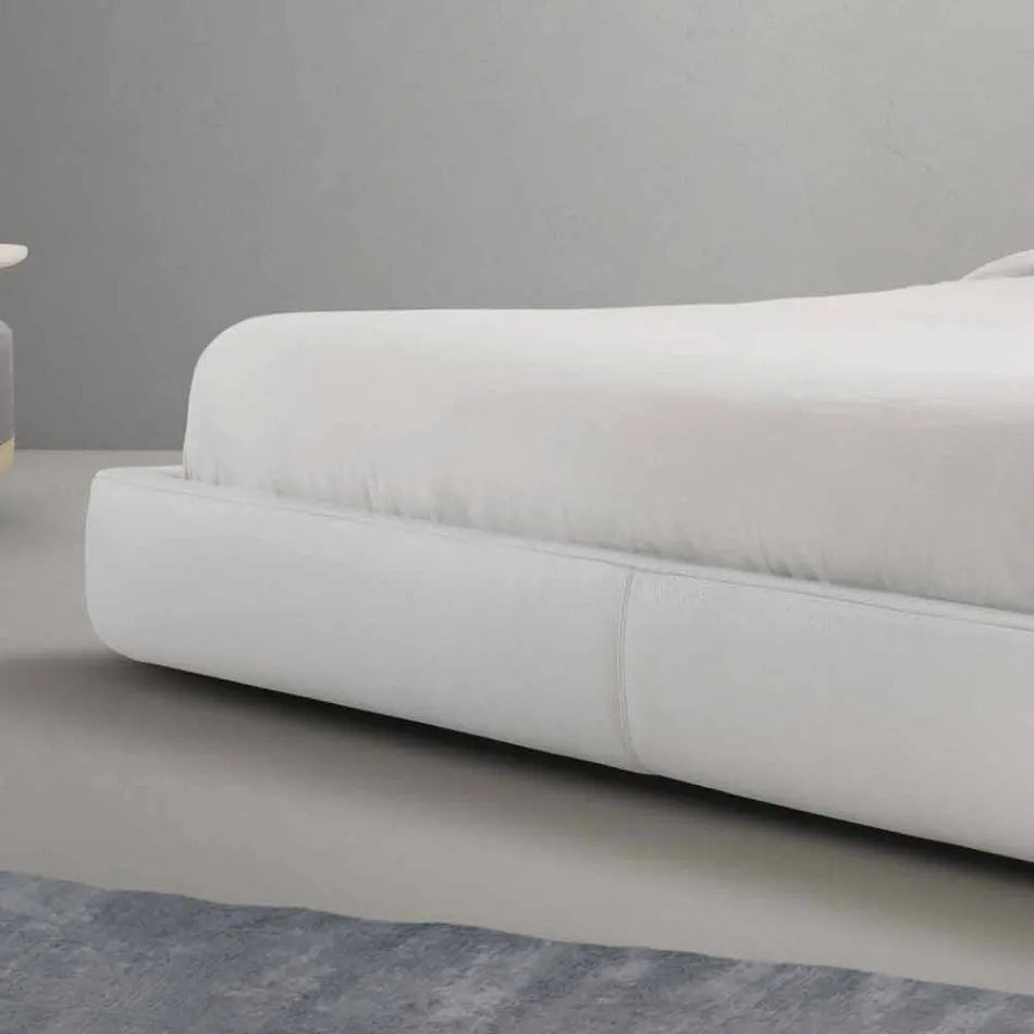 Skórzane podwójne łóżko My Home Long Island wykonane we Włoszech Viadurini