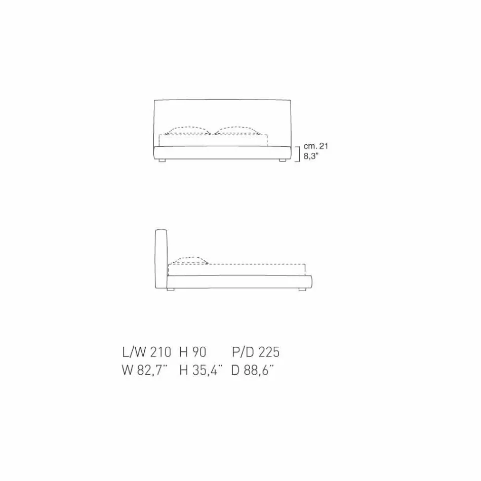 Skórzane podwójne łóżko My Home Long Island wykonane we Włoszech Viadurini