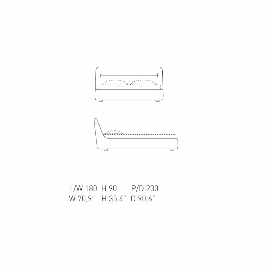 My Home Sleepway tapicerowane podwójne łóżko 180x90cm wykonane we Włoszech Viadurini