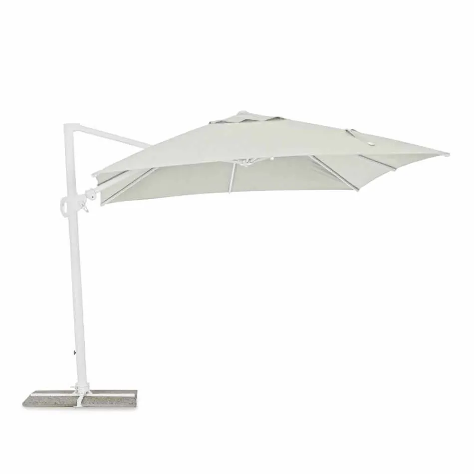 Parasol zewnętrzny 3x3 z białego aluminium i poliestru - Fasma Viadurini