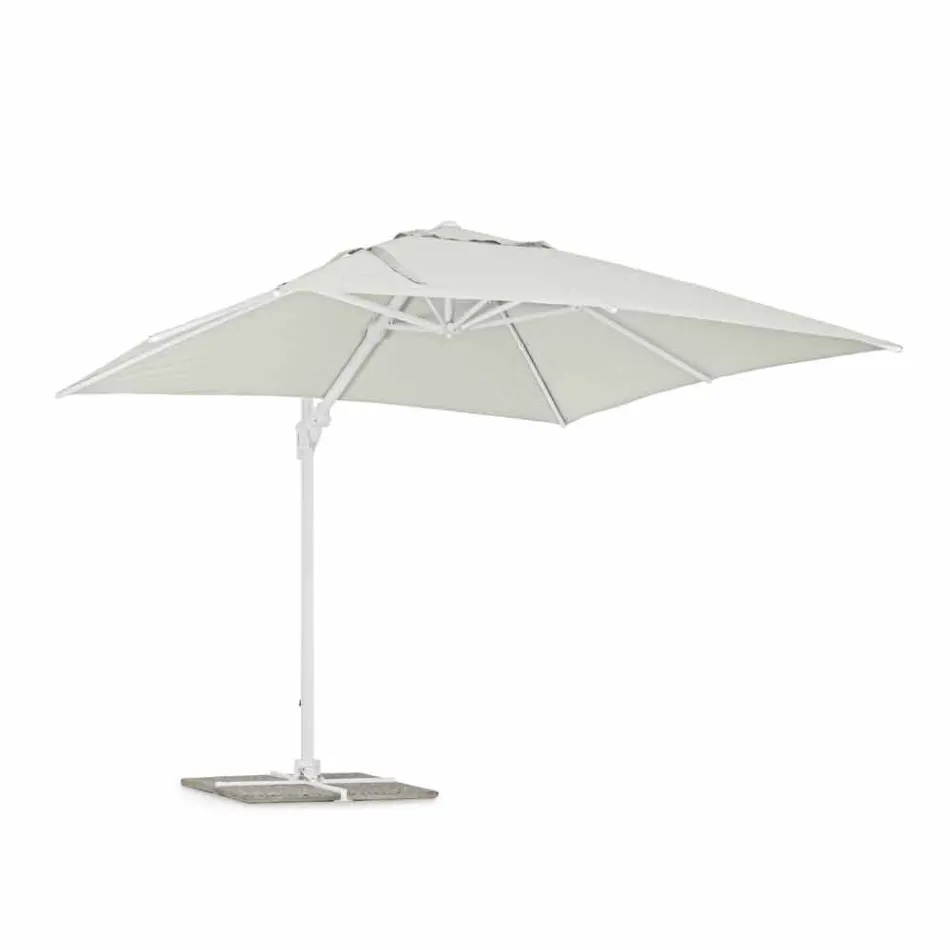 Parasol zewnętrzny 3x3 z białego aluminium i poliestru - Fasma Viadurini