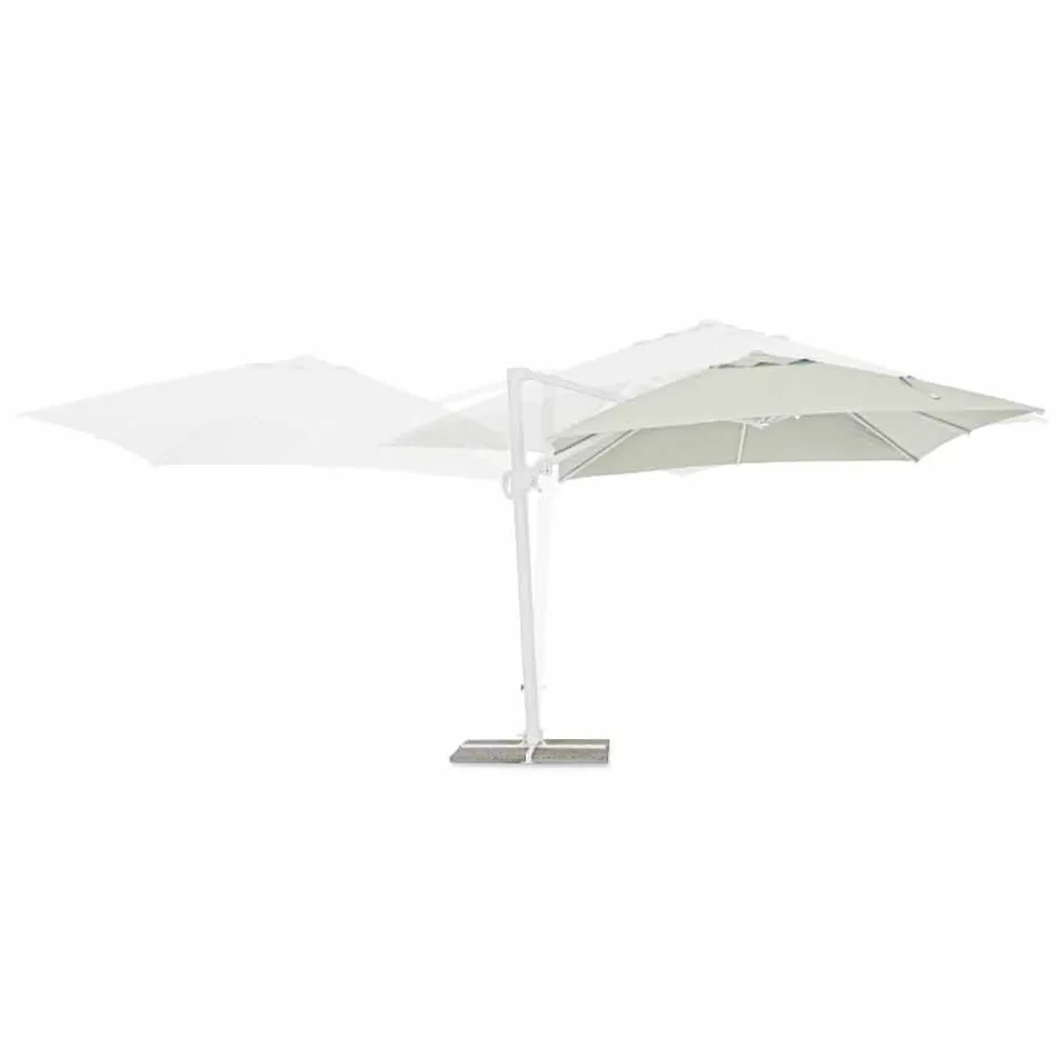 Parasol zewnętrzny 3x3 z białego aluminium i poliestru - Fasma Viadurini