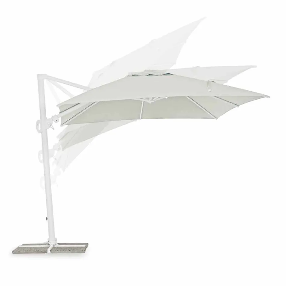 Parasol zewnętrzny 3x3 z białego aluminium i poliestru - Fasma Viadurini