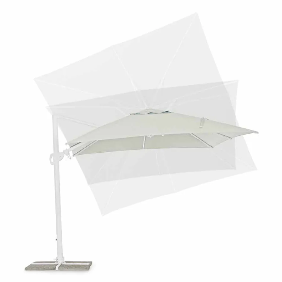 Parasol zewnętrzny 3x3 z białego aluminium i poliestru - Fasma Viadurini
