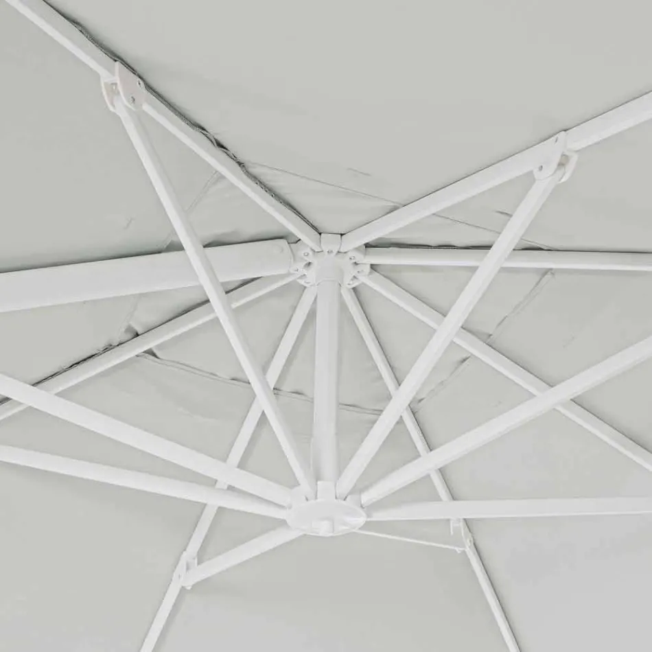 Parasol zewnętrzny 3x3 z białego aluminium i poliestru - Fasma Viadurini