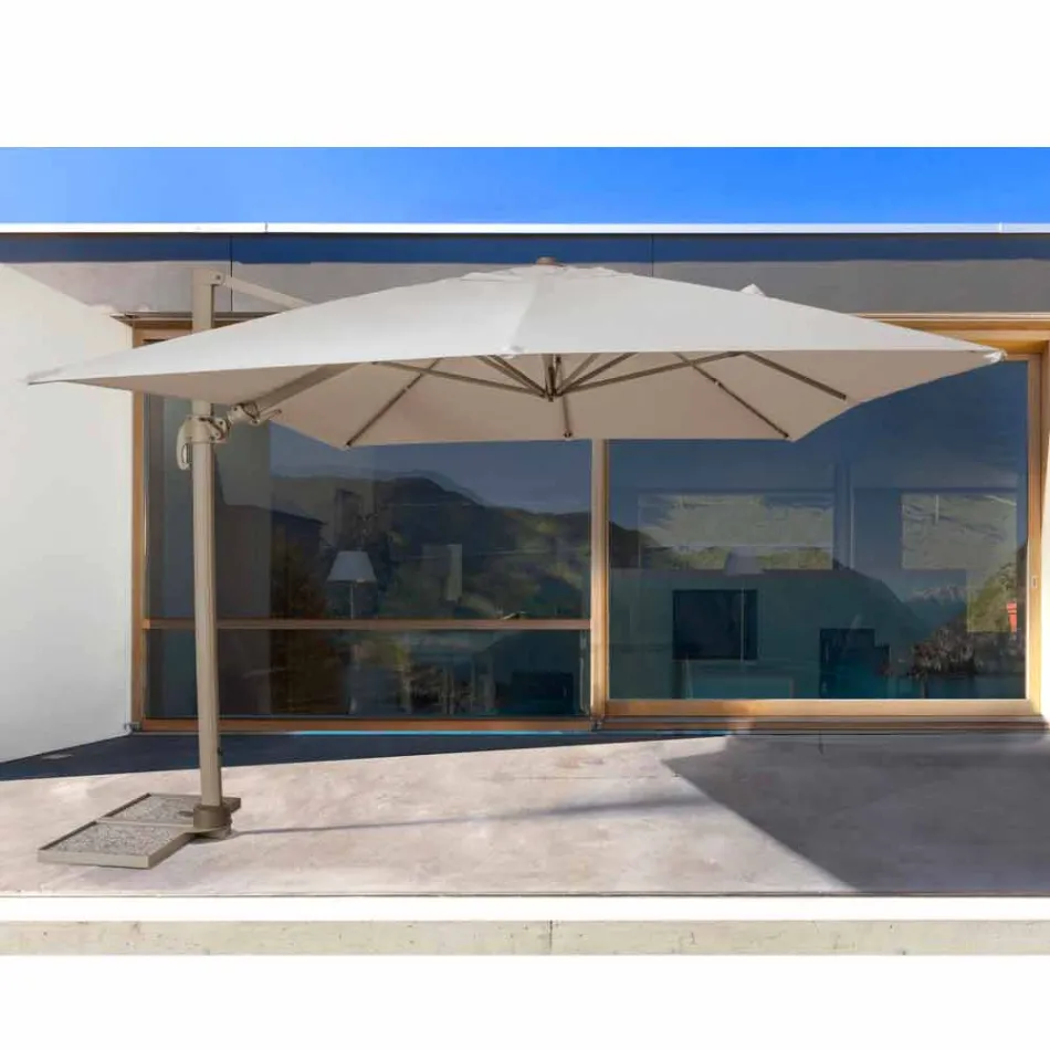 Parasol zewnętrzny 3x4 z poliestrem w kolorze piaskowym - tkanina flamingo Viadurini