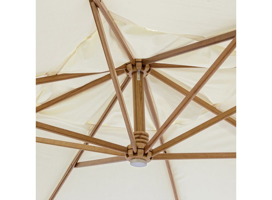 Parasol zewnętrzny Ecrù z poliestru i drewna 3x3, Homemotion - Passmore Viadurini