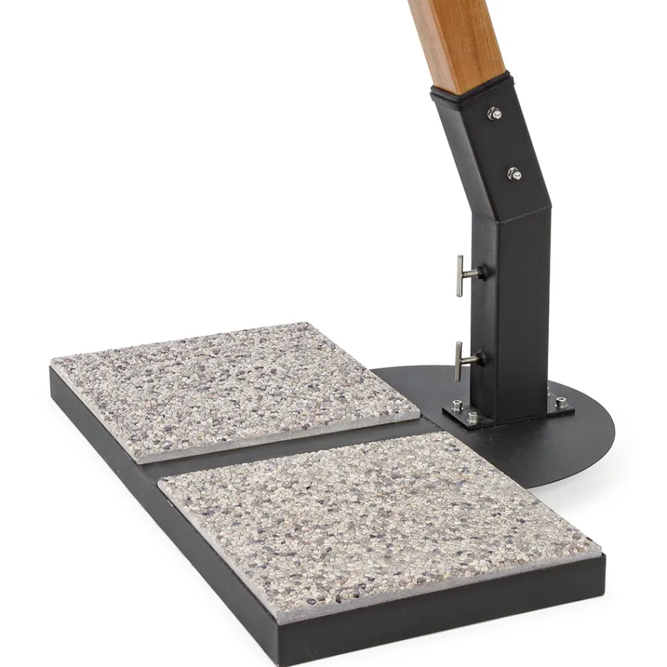 Parasol zewnętrzny z drewna i poliestru w kolorze ecru 3x4, Homemotion - Passmore Viadurini