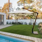 Parasol zewnętrzny z drewna i poliestru w kolorze ecru 3x4, Homemotion - Passmore Viadurini