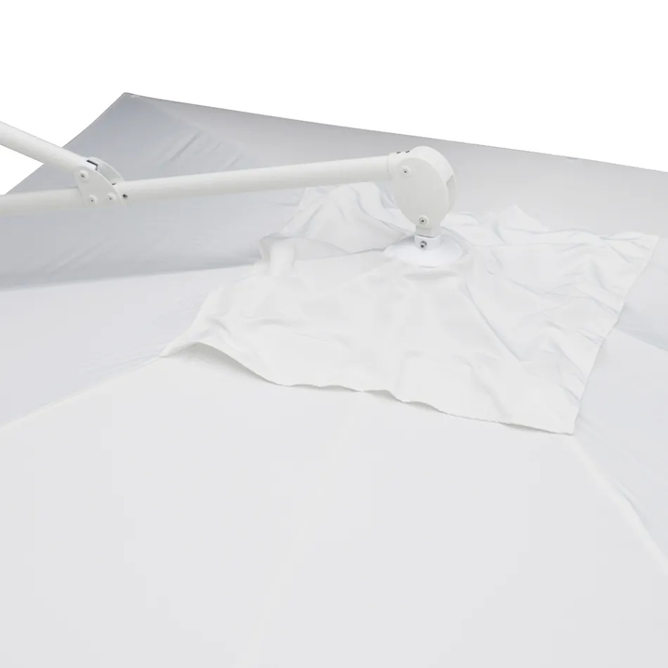 Parasol zewnętrzny z poliestru z białą aluminiową strukturą - Zinica Viadurini