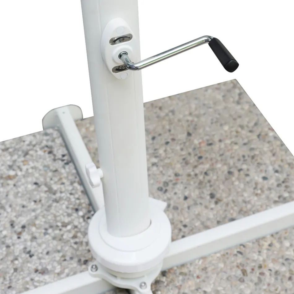 Parasol zewnętrzny z poliestru z białą aluminiową strukturą - Zinica Viadurini