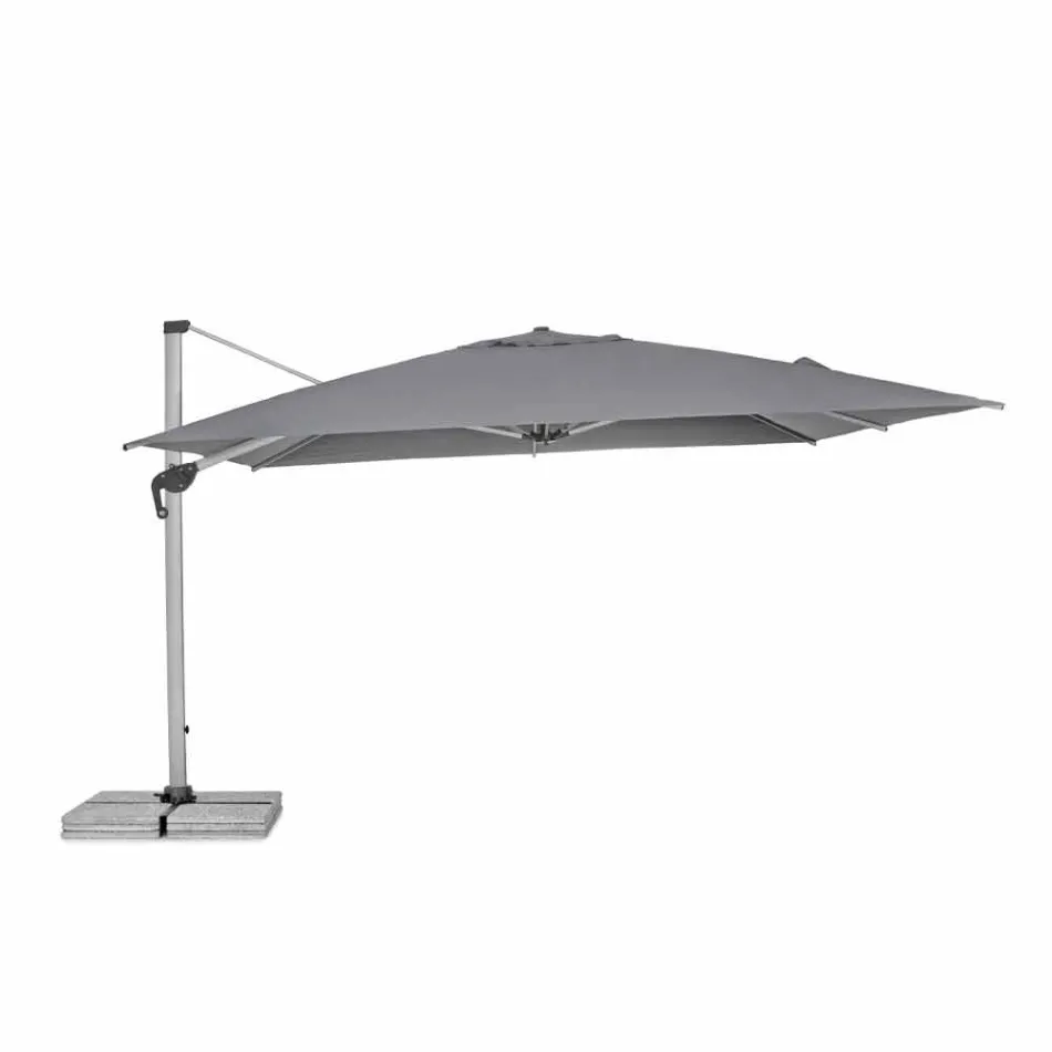 Parasol ogrodowy 4x4 z ciemnoszarą tkaniną i strukturą anodowaną - Daniel Viadurini