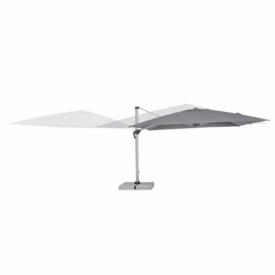 Parasol ogrodowy 4x4 z ciemnoszarą tkaniną i strukturą anodowaną - Daniel Viadurini