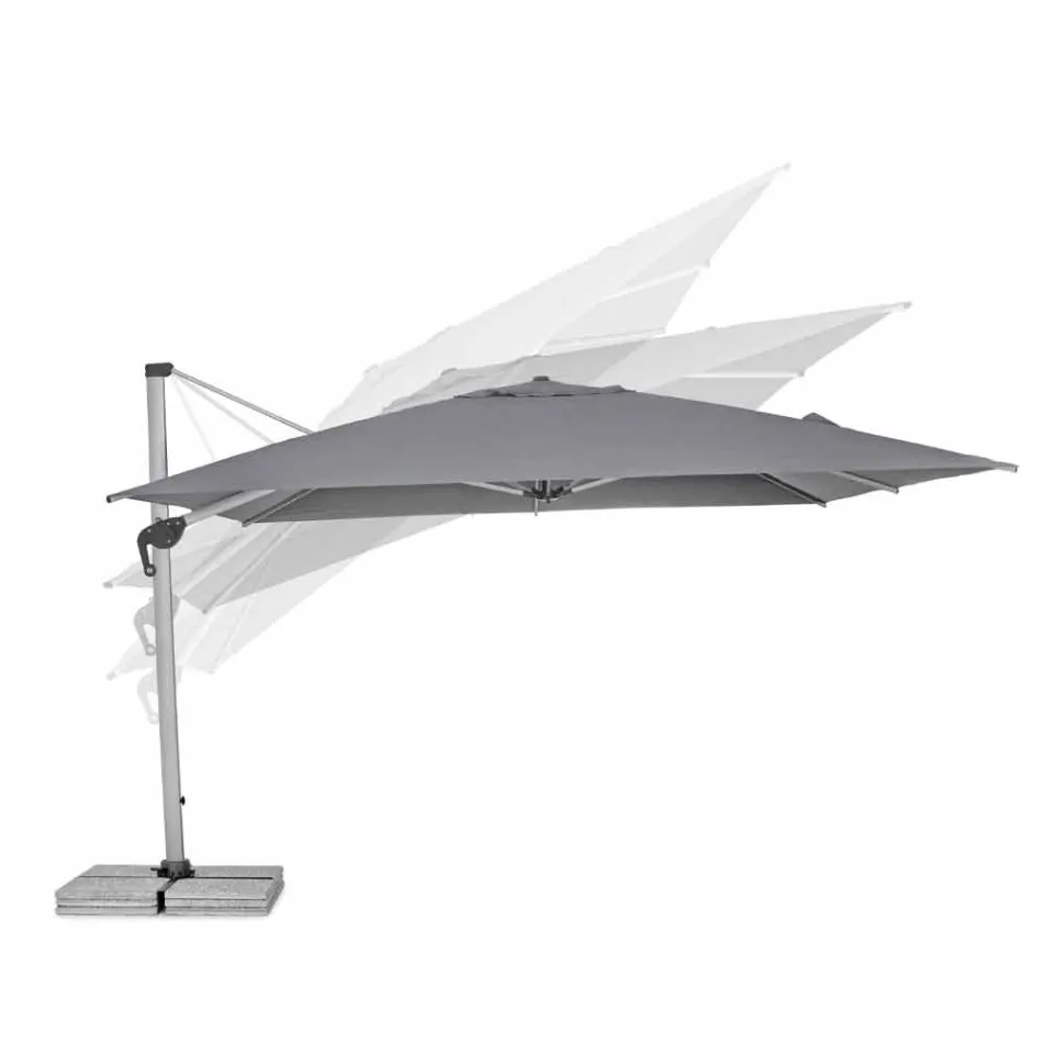Parasol ogrodowy 4x4 z ciemnoszarą tkaniną i strukturą anodowaną - Daniel Viadurini