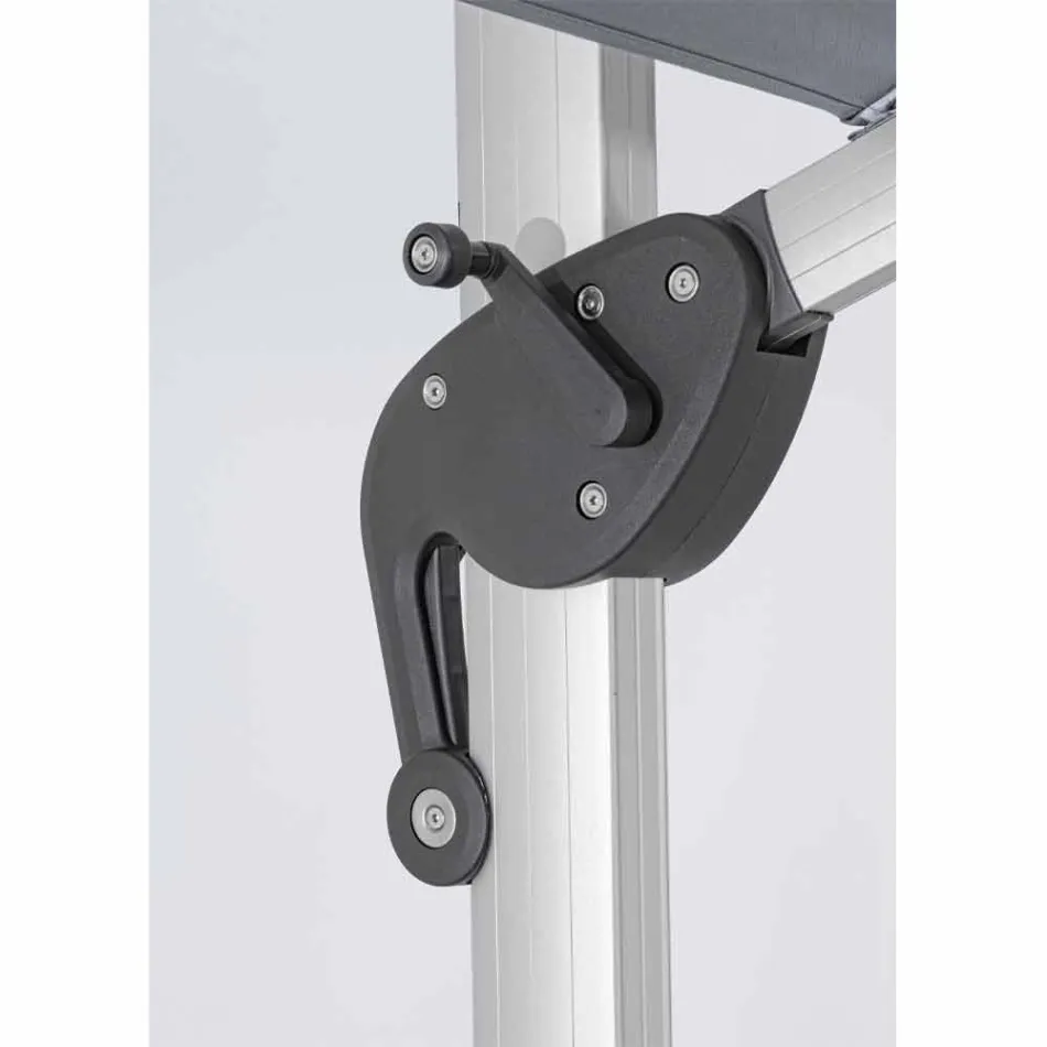 Parasol ogrodowy 4x4 z ciemnoszarą tkaniną i strukturą anodowaną - Daniel Viadurini