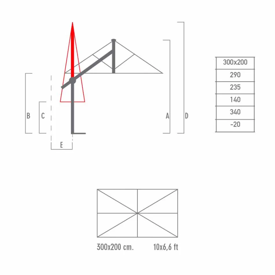 Parasol ogrodowy w kolorze białym lub antracytowym aluminium 300x200 cm - Lapillo Viadurini