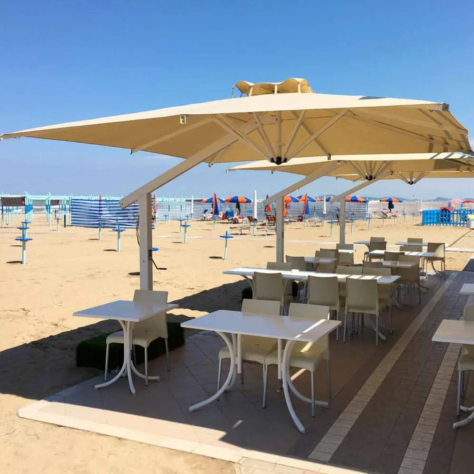 Parasol aluminiowy z białym lub antracytowym ramieniem 350x350 cm - Lapillo Viadurini