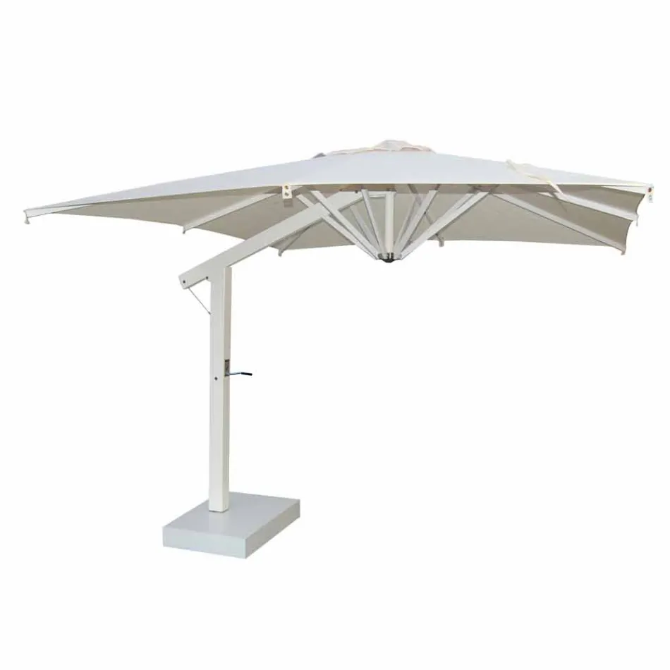 Parasol aluminiowy z białym lub antracytowym ramieniem 350x350 cm - Lapillo Viadurini
