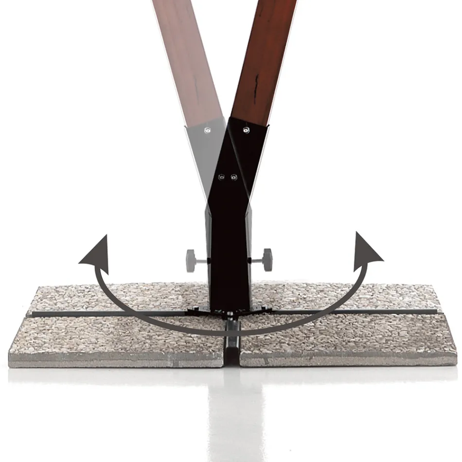 Parasol z litego drewna z baldachimem z poliestru powlekanego PCV – Devoir Viadurini