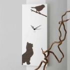 Biały Zegar Ścienny z Drewnianymi Dekoracjami Zwierząt Nowoczesny Design - Suspens Viadurini