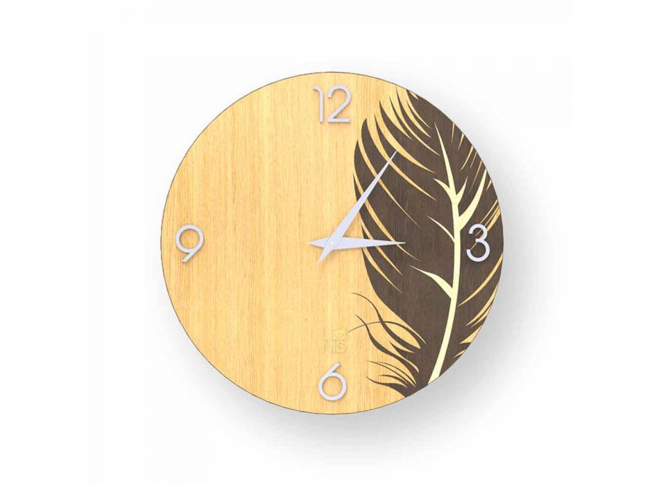 Zegar ścienny z nowoczesnym wzornictwem w drewnie Pico, wyprodukowany we Włoszech Viadurini