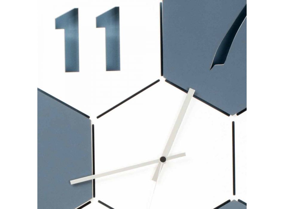 Duży zegar ścienny z kolorowego drewna, sześciokątny nowoczesny design - nidodape Viadurini