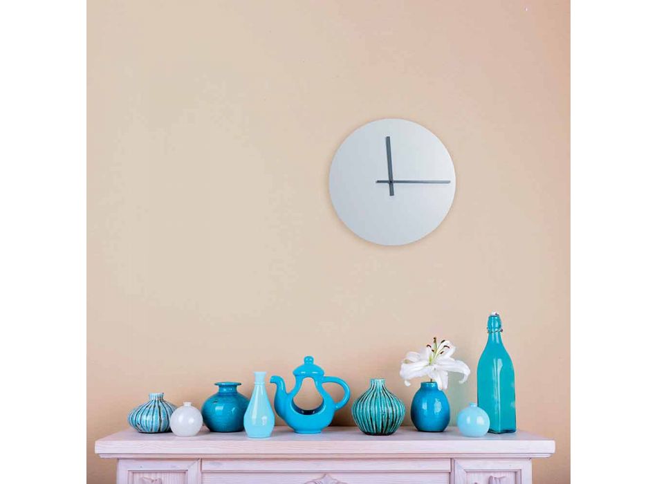 Okrągły zegar ścienny o nowoczesnym designie w kolorze szarym i niebieskim Made in Italy - Umbriel Viadurini