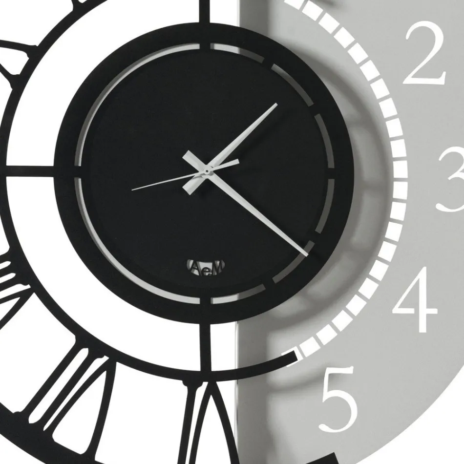 Nowoczesny okrągły zegar ścienny z żelaza z podwójną numeracją - Kassio Viadurini