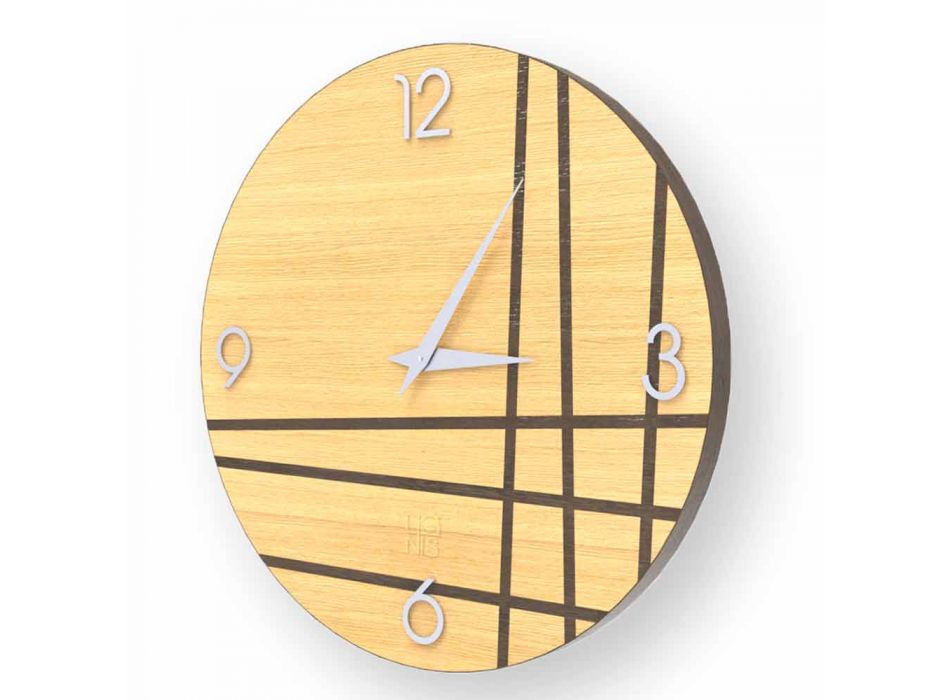 Zegar ścienny w drewnie Gorle, nowoczesny design, wykonany we Włoszech Viadurini