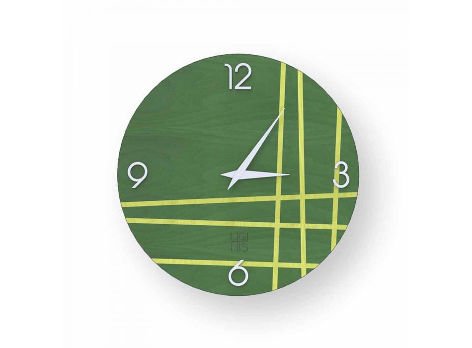 Zegar ścienny w drewnie Gorle, nowoczesny design, wykonany we Włoszech Viadurini