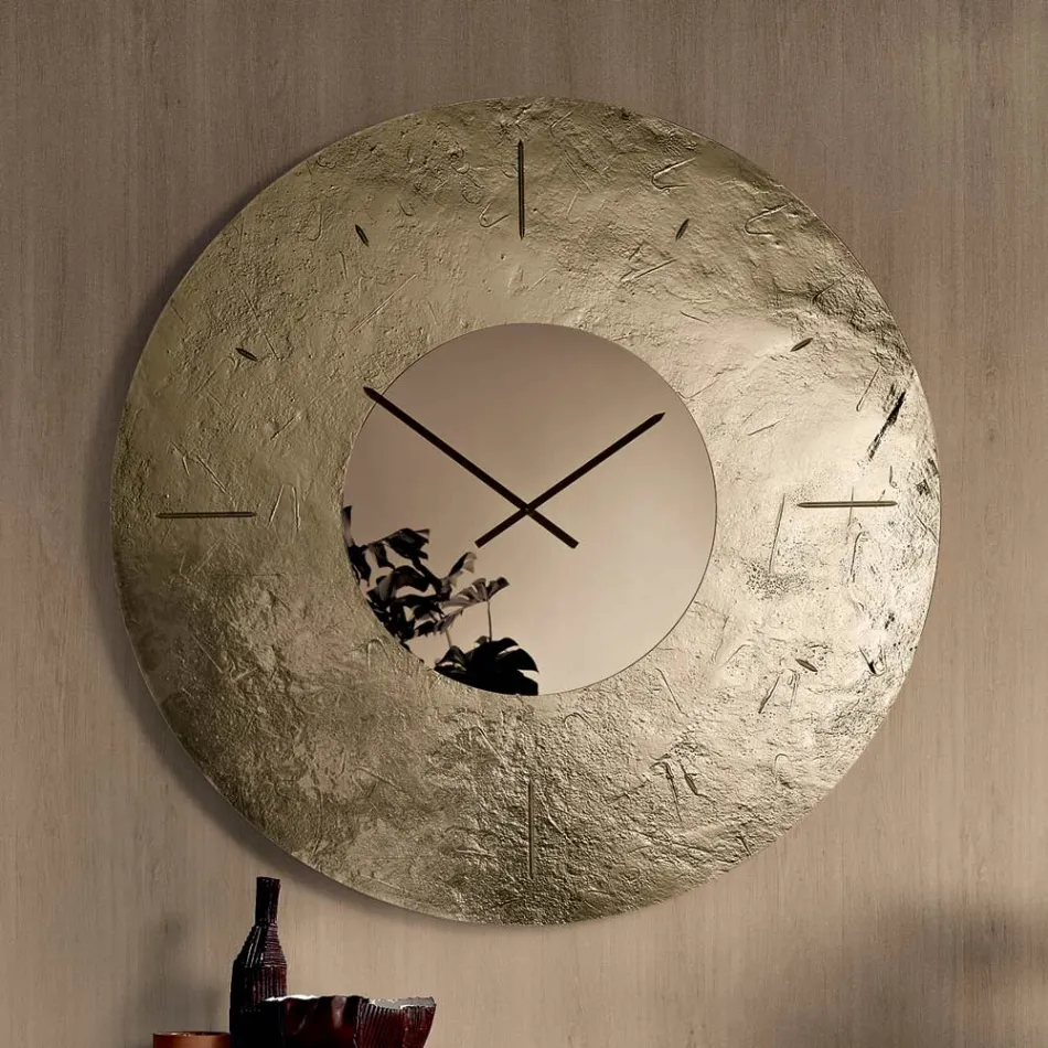 Cinzia - Zegar ścienny z kutego szkła posrebrzanego, wyprodukowany we Włoszech Viadurini