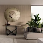 Cinzia - Zegar ścienny z kutego szkła posrebrzanego, wyprodukowany we Włoszech Viadurini