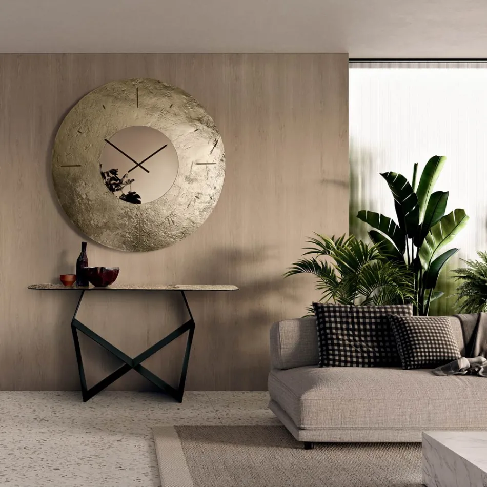 Cinzia - Zegar ścienny z kutego szkła posrebrzanego, wyprodukowany we Włoszech Viadurini