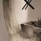 Cinzia - Zegar ścienny z kutego szkła posrebrzanego, wyprodukowany we Włoszech Viadurini