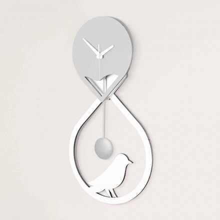 Zegar ścienny wahadłowy o nowoczesnym designie stylizowany na biało-szary - Teby Viadurini