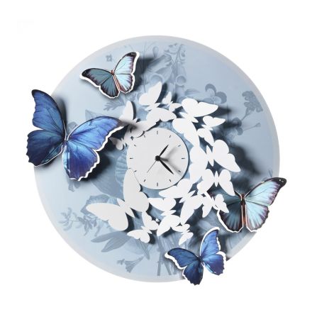 Zegar z dekoracją motyla w różnych wykończeniach Made in Italy - spinki do mankietów Viadurini