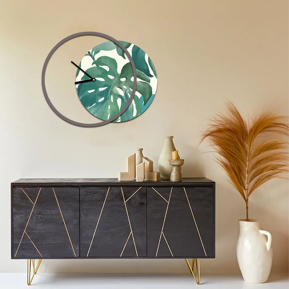 Zegar z drewnianym i drukowanym panelem Made in Italy - Malawi Viadurini