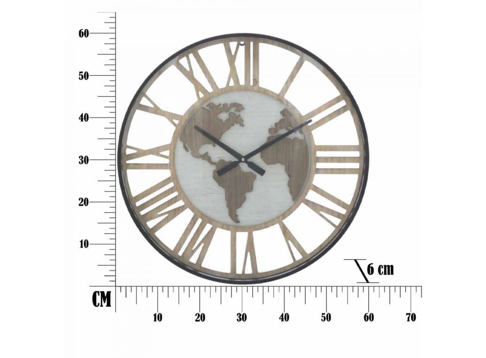 Okrągły zegar ścienny o średnicy 60 cm Nowoczesny z żelaza i MDF - Arnela Viadurini