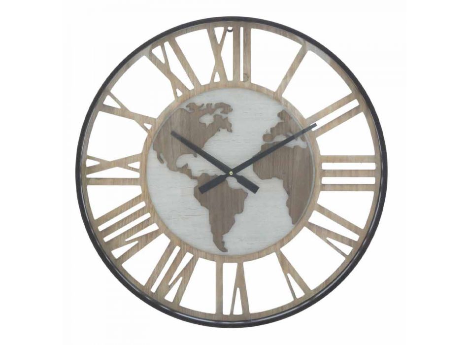 Okrągły zegar ścienny o średnicy 60 cm Nowoczesny z żelaza i MDF - Arnela Viadurini